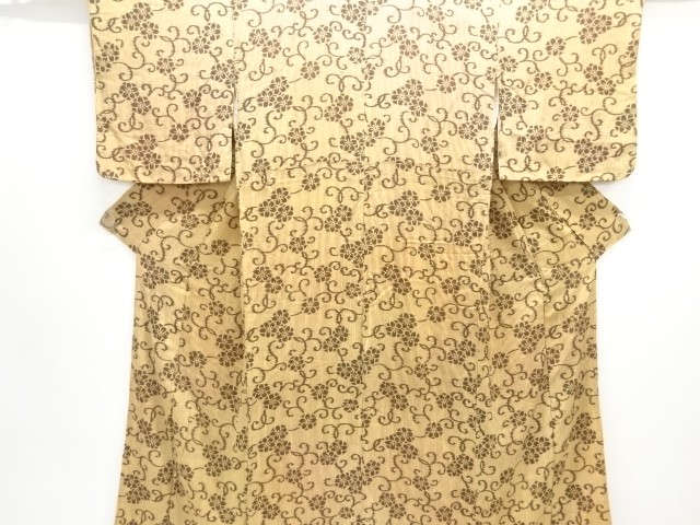 大正ロマン　錦紗縞に梅唐草模様着物